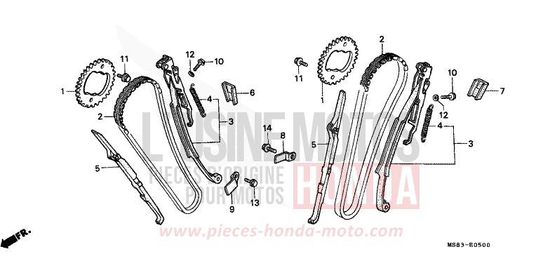 NOCKENWELLENKETTE/SPANNVORRICHTUNG von Africa Twin SHASTA WHITE (NH138H) von 1989